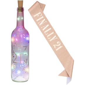 21st Birthday Gifts for Women, Happy 21st Lighted Wine Bottle Birthday Gifts For Her, 21-Year-Old Birthday Decorations For Her, 21st Birthday Gifts, Funny Birthday Gift