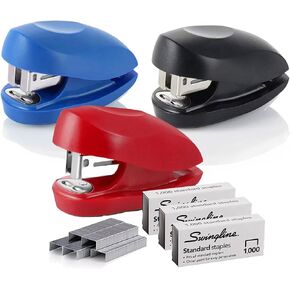 Swingline Mini Stapler with Staples - Tot - 3 Pack - Red Blue & Black Colors Included - 12 Sheet Capacity - Small Stapler with Built in Staple Remover & 3000 Standard Staples with Staple Storage in Saudi Arabia
