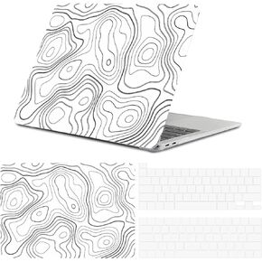 Miwasion Compatible with MacBook pro 13 inch Case,2020-2016(A2338 M1 A2159 A2251 A2289 A1989 A1706) with Touch ID and 2 Pack Keyboard Protectors,Laptop Hard Shell(Black Wave Wavy)