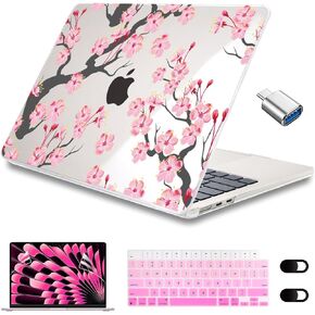 CISSOOK Case Compatible with MacBook Air 15 Inch 2024 2023 Release Model A3114 M3 A2941 M2, Clear Black Hard Shell with Keyboard Cover Type C to USB Adapter for MacBook Air 15 2023-2024, Astronaut