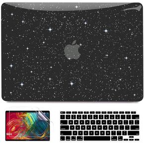 Anban Compatible with MacBook Air 13 inch Case 2022 2021 2020 2019 2018 M1 A2337 A2179 A1932 Touch ID, Glitter Smooth Plastic Laptop Hard Shell Case +Keyboard Cover +Screen Protector, Shining Purple