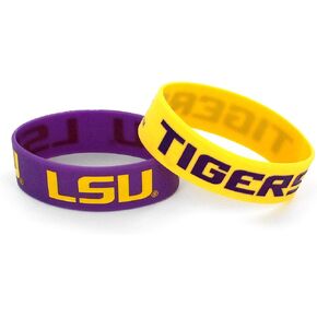 NCAA LSU Tigers Silicone Rubber Bracelet, 2-Pack
