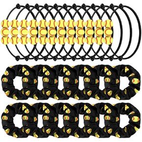 24 Pcs Sport Bracelet Sport Hair Scrunchies, Adjustable Basketball Bracelet Basketball Charm Bracelet Sport Beads Ball Bracelet Elastic Basketball Scrunchies Basketball Hair Ties for Player Teen Girl