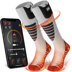Heated Socks for Women Men Rechargeable Washable, Battery Electric Heated Socks Foot Warmers with APP Control for Skiing Hunting Riding Camping Fishing Hiking Outdoor Work