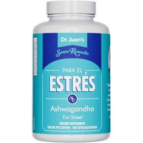Santo Remedio Ashwagandha, Stress Support, Dietary Supplement, 1000 mg Per Serving, 180 Capsules, No Artificial Flavors, No Artificial Colors, Sugar & Sodium Free, Vegetarian
