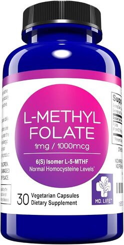 MD Life L Methylfolate 1mg - مكمل Methylfolate النشط بدرجة احترافية - مكملات MTHFR ذات الفعالية القصوى - L methylfolate 1mg 60 كبسولة - الأحماض الأمينية الأساسية in Kuwait