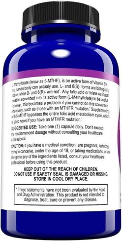 MD Life L Methylfolate 1mg - مكمل Methylfolate النشط بدرجة احترافية - مكملات MTHFR ذات الفعالية القصوى - L methylfolate 1mg 60 كبسولة - الأحماض الأمينية الأساسية in Kuwait