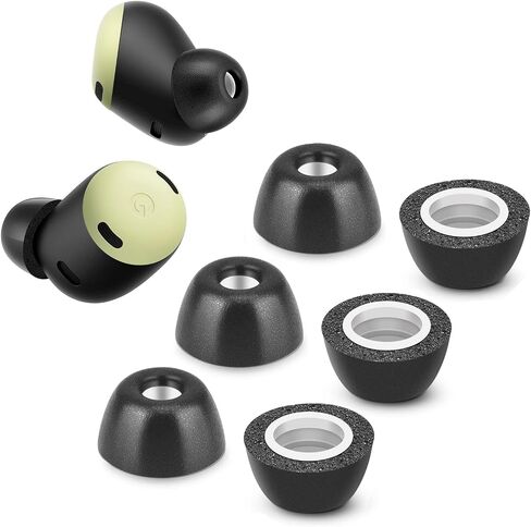 أطراف إسفنجية الذاكرة لسماعات Google Pixel Buds Pro، أطراف أذن بديلة مضادة للانزلاق لسماعات الأذن اللاسلكية Google True، تناسب علبة الشحن، إلغاء مثالي للضوضاء، 3 أزواج (أحجام متنوعة، أسود) in Kuwait