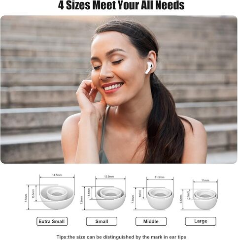 SUPFINE [4 أزواج] أطراف أذن بديلة لأجهزة Airpods Pro الجيل الثاني/الأول مع فتحة لتقليل الضوضاء، أطراف أذن من السيليكون لأجهزة Airpods Pro مع حبل وقماش وتناسب علبة الشحن (XS/S/M/L) in Kuwait