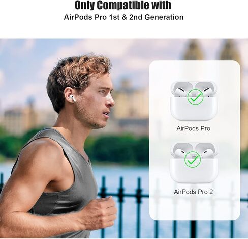 SUPFINE [4 أزواج] أطراف أذن بديلة لأجهزة Airpods Pro الجيل الثاني/الأول مع فتحة لتقليل الضوضاء، أطراف أذن من السيليكون لأجهزة Airpods Pro مع حبل وقماش وتناسب علبة الشحن (XS/S/M/L) in Kuwait