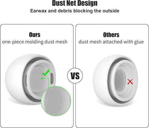 SUPFINE [4 أزواج] أطراف أذن بديلة لأجهزة Airpods Pro الجيل الثاني/الأول مع فتحة لتقليل الضوضاء، أطراف أذن من السيليكون لأجهزة Airpods Pro مع حبل وقماش وتناسب علبة الشحن (XS/S/M/L) in Kuwait