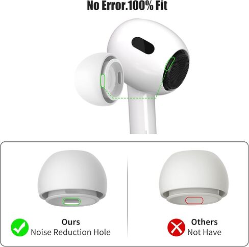 SUPFINE [4 أزواج] أطراف أذن بديلة لأجهزة Airpods Pro الجيل الثاني/الأول مع فتحة لتقليل الضوضاء، أطراف أذن من السيليكون لأجهزة Airpods Pro مع حبل وقماش وتناسب علبة الشحن (XS/S/M/L) in Kuwait