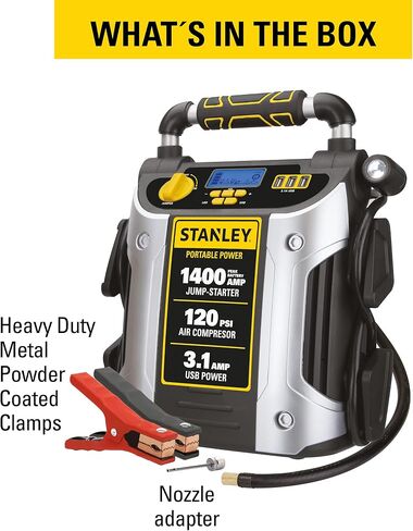 1400 Peak Amp Automotive Jump Starter, Portable Power – Triple 15W USB Ports, 120 PSI Air Compressor in Saudi Arabia