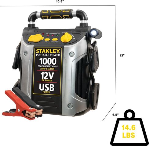 STANLEY J509 Portable Power Station Jump Starter 1000 Peak Amp Battery Booster, USB Port, Battery Clamps in Saudi Arabia