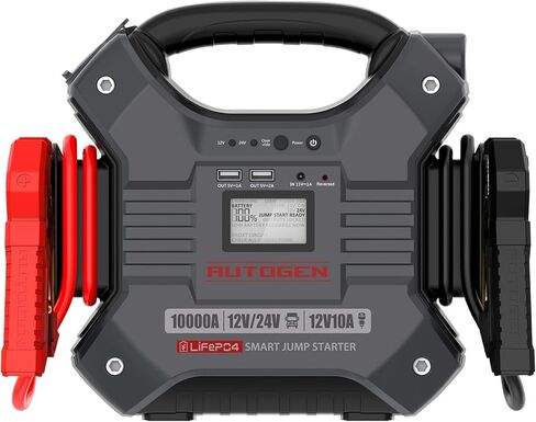 بطارية AUTOGEN 12V و24V Jump Starter 10000Amp ليثيوم فوسفات الحديد (LiFePO4)، صندوق قفز معزز مع شاشة LED ذكية مدمجة وإضاءة LED in Kuwait