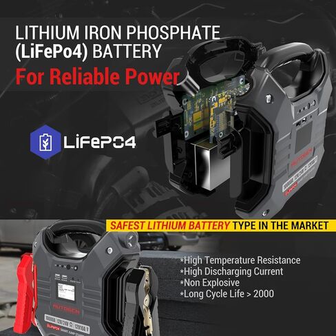 بطارية AUTOGEN 12V و24V Jump Starter 10000Amp ليثيوم فوسفات الحديد (LiFePO4)، صندوق قفز معزز مع شاشة LED ذكية مدمجة وإضاءة LED in Kuwait