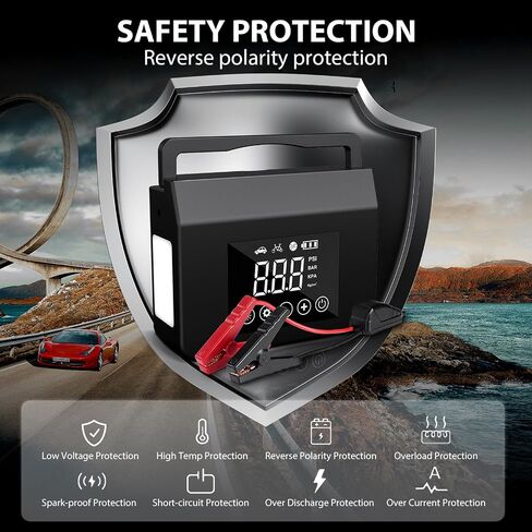 Portable Car Jump Starter with Air Compressor, 150PSI 3000A Car Battery Jump Starter (8.5 Gas/6.0L Diesel), 12V Jump Box Car Battery Jumper Starter with Large LCD Display, Lights in Saudi Arabia