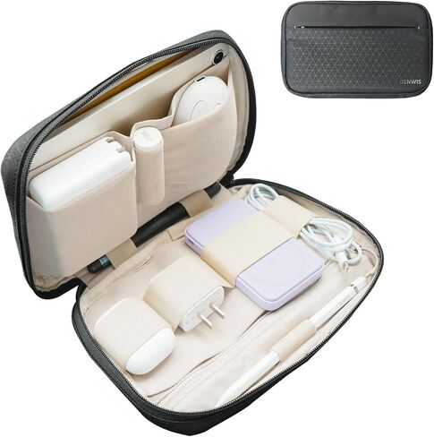 BENWIS Electronics Organizer Travel Case, Small Cable Organizer Bag for Travel Essentials, Travel Tech Organizer as Travel Accessories, Cord Organizer for Phone, Power Bank, SD Card, Black in Saudi Arabia