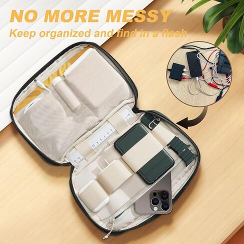 BENWIS Electronics Organizer Travel Case, Small Cable Organizer Bag for Travel Essentials, Travel Tech Organizer as Travel Accessories, Cord Organizer for Phone, Power Bank, SD Card, Black in Saudi Arabia
