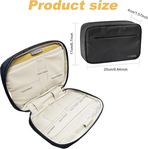 BENWIS Electronics Organizer Travel Case, Small Cable Organizer Bag for Travel Essentials, Travel Tech Organizer as Travel Accessories, Cord Organizer for Phone, Power Bank, SD Card, Black in Saudi Arabia