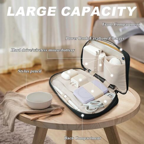 BENWIS Electronics Organizer Travel Case, Small Cable Organizer Bag for Travel Essentials, Travel Tech Organizer as Travel Accessories, Cord Organizer for Phone, Power Bank, SD Card, Black in Saudi Arabia