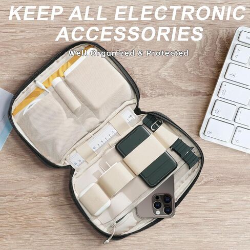 BENWIS Electronics Organizer Travel Case, Small Cable Organizer Bag for Travel Essentials, Travel Tech Organizer as Travel Accessories, Cord Organizer for Phone, Power Bank, SD Card, Black in Saudi Arabia