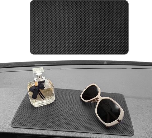 Car Dashboard Anti-Slip Rubber Pad, Multifunctional 10.6 x 5.9 Universal Non-Slip Car Magic Dashboard Gel Latex Pad for Cell Phones, Sunglasses, Keys, Coins and More Use (Black/Grid) in Saudi Arabia