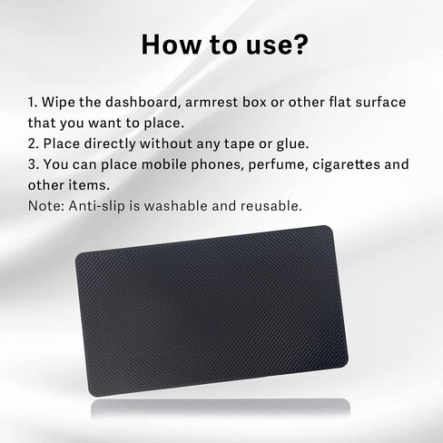 Car Dashboard Anti-Slip Rubber Pad, Multifunctional 10.6 x 5.9 Universal Non-Slip Car Magic Dashboard Gel Latex Pad for Cell Phones, Sunglasses, Keys, Coins and More Use (Black/Grid) in Saudi Arabia