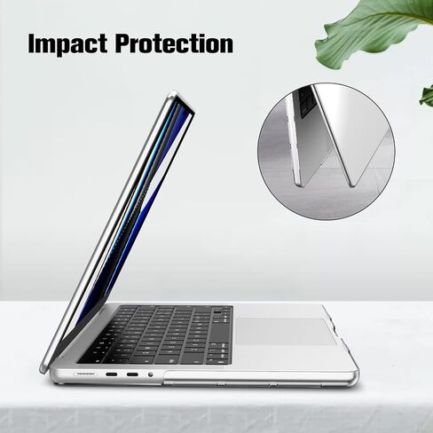 حافظة Fintie لجهاز MacBook Pro 14 بوصة A2992 A2918 A2779 A2442 (إصدار 2023 2022 2021) - غطاء حماية صلب سهل التركيب لجهاز MacBook Pro 14 بوصة M3/M2/M1 Pro/Max مع معرف اللمس، شفاف كريستالي in Kuwait