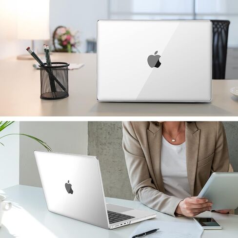 حافظة Fintie لجهاز MacBook Pro 14 بوصة A2992 A2918 A2779 A2442 (إصدار 2023 2022 2021) - غطاء حماية صلب سهل التركيب لجهاز MacBook Pro 14 بوصة M3/M2/M1 Pro/Max مع معرف اللمس، شفاف كريستالي in Kuwait