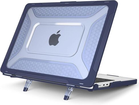 حافظة Batianda لجهاز MacBook Air الجديد 13.6 بوصة 2022 2023 2024 إصدار A2681 A3113 (M3)، هيكل صلب واقٍ شديد التحمل على شكل قرص العسل مع مسند ممتص للصدمات من مادة TPU وواقي غطاء لوحة المفاتيح، أزرق داكن in Kuwait