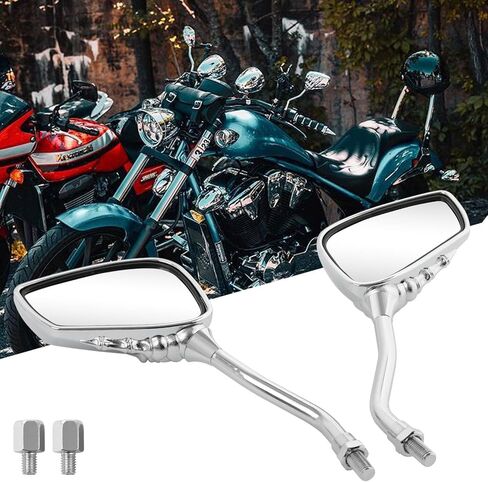 Black 8mm/10mm Motorcycle Skull Skeleton Rearview Side Mirrors For Scooter Chopper Bobber in Kuwait