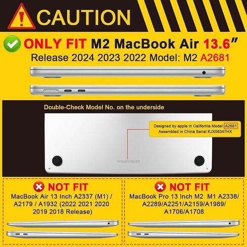 حافظة Batianda لجهاز MacBook Air الجديد 13.6 بوصة 2022 2023 2024 إصدار A2681 A3113 (M3)، هيكل صلب واقٍ شديد التحمل على شكل قرص العسل مع مسند ممتص للصدمات من مادة TPU وواقي غطاء لوحة المفاتيح، أزرق داكن in Kuwait