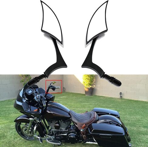 مرايا رياضية سوداء للدراجة النارية Harley Road King Street Electra Glide Road Glide Dyna Softail الرؤية الخلفية 1982-2018 2019 2020 in Kuwait