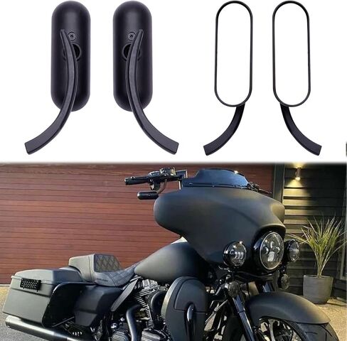 مرايا رياضية سوداء للدراجة النارية Harley Road King Street Electra Glide Road Glide Dyna Softail الرؤية الخلفية 1982-2018 2019 2020 in Kuwait