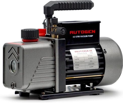 مضخة فراغ AUTOGEN أحادية المرحلة 4.5CFM، مضخة تفريغ هواء 1/3HP 5Pa 110V لـ R12 R22 R134a R410a، مضخة فراغ دوارة دوارة لإعادة شحن مبرد HVAC/AUTO AC، وتفريغ النبيذ، وحلب البقر in Kuwait