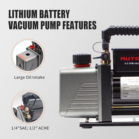 مضخة فراغ AUTOGEN أحادية المرحلة 4.5CFM، مضخة تفريغ هواء 1/3HP 5Pa 110V لـ R12 R22 R134a R410a، مضخة فراغ دوارة دوارة لإعادة شحن مبرد HVAC/AUTO AC، وتفريغ النبيذ، وحلب البقر in Kuwait