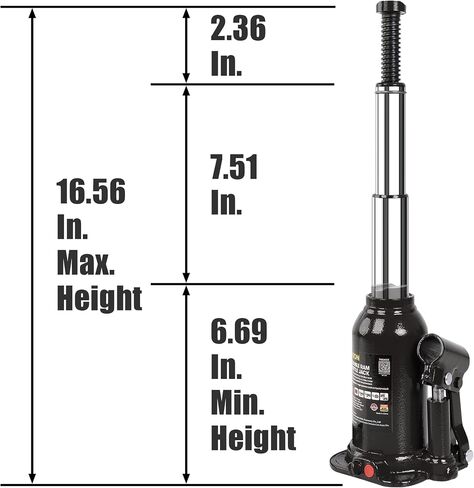 Torin 10 Ton (20,000 LBs) Double Ram Welded Hydraulic Car Bottle Jack for Auto Repair and House Lift, Black, ATH81002XB in Saudi Arabia