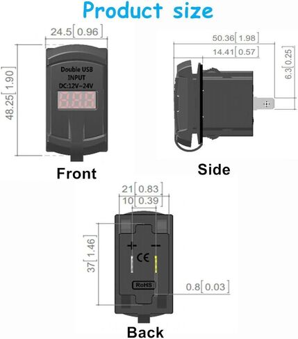 شاحن Switchtec Quick Charge 3.0 مزدوج USB Rocker Switch Style Charger أحمر الفولتميتر للقوارب، Polaris، RZR 1000، Ranger، Mobile Home، RV، Can Am Spyders، Can Am Maverick، Can AM SxS، عربة الجولف in Kuwait