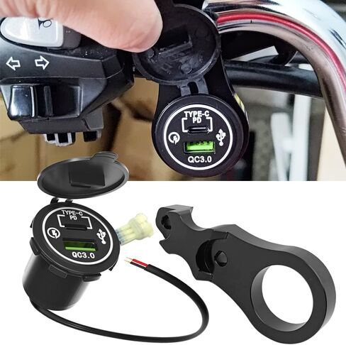 شاحن USB سريع الشحن 3.0 للدراجات النارية مزود بمنفذ USB مزدوج متوافق مع Honda GROM 125 MSX125 2016-2023 in Kuwait