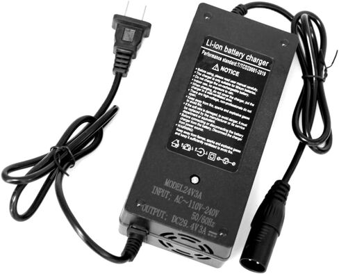 شاحن GoAKichGo 29.4 فولت 3 أمبير مزود طاقة 24 فولت لبطارية ليثيوم أيون 24 فولت 7 ثانية مع قابس ذكر 3 دبوس XLR in Kuwait