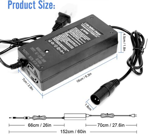 شاحن GoAKichGo 29.4 فولت 3 أمبير مزود طاقة 24 فولت لبطارية ليثيوم أيون 24 فولت 7 ثانية مع قابس ذكر 3 دبوس XLR in Kuwait