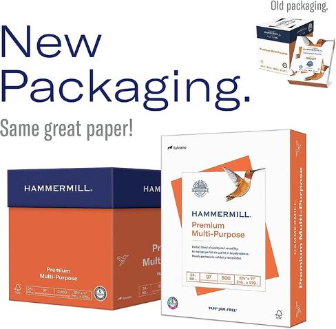Hammermill Printer Paper, Premium Multipurpose Paper 24 lb, 8.5 x 11 - 5 Ream (2,500 Sheets) - 97 Bright, Made in the USA, 105810C in Saudi Arabia