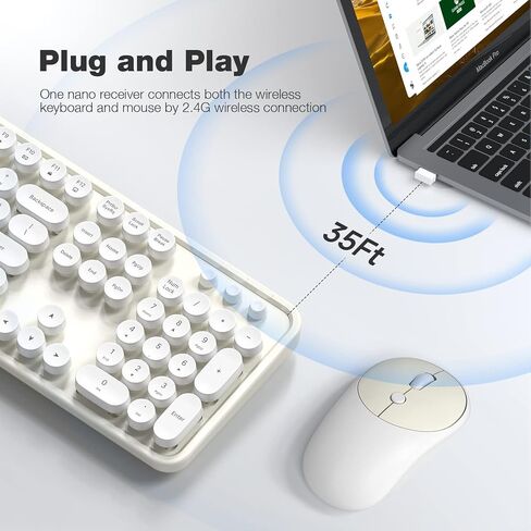 Dilter Wireless Keyboard and Mouse Combo, Full-Sized Typewriter Keyboards, Cute Cat Shaped Wireless Mouse, USB Plug and Play for Windows, Computer, PC, Laptop, Desktop (Blue Colorful) in Kuwait