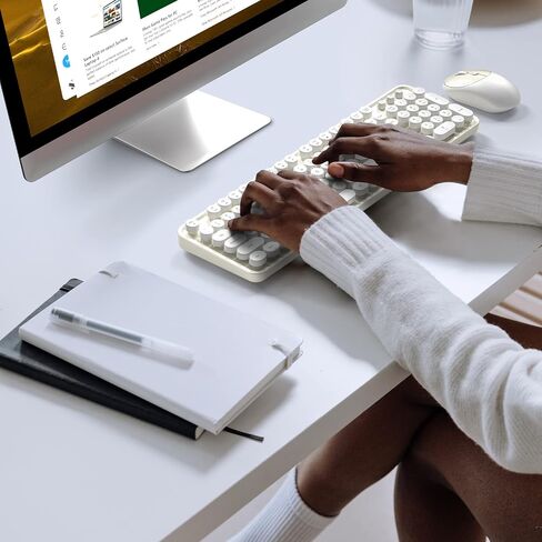 Dilter Wireless Keyboard and Mouse Combo, Full-Sized Typewriter Keyboards, Cute Cat Shaped Wireless Mouse, USB Plug and Play for Windows, Computer, PC, Laptop, Desktop (Blue Colorful) in Kuwait
