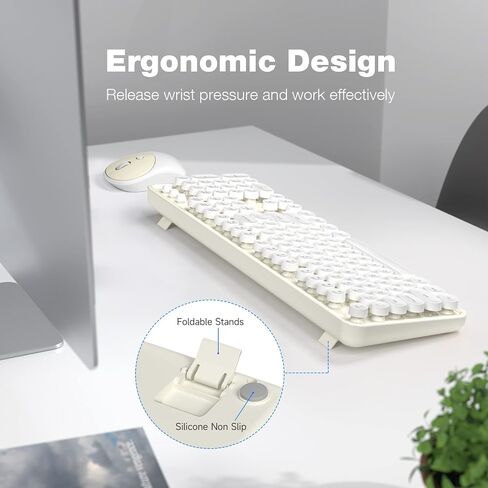 Dilter Wireless Keyboard and Mouse Combo, Full-Sized Typewriter Keyboards, Cute Cat Shaped Wireless Mouse, USB Plug and Play for Windows, Computer, PC, Laptop, Desktop (Blue Colorful) in Kuwait