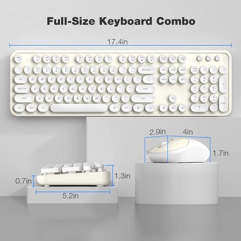 Dilter Wireless Keyboard and Mouse Combo, Full-Sized Typewriter Keyboards, Cute Cat Shaped Wireless Mouse, USB Plug and Play for Windows, Computer, PC, Laptop, Desktop (Blue Colorful) in Kuwait