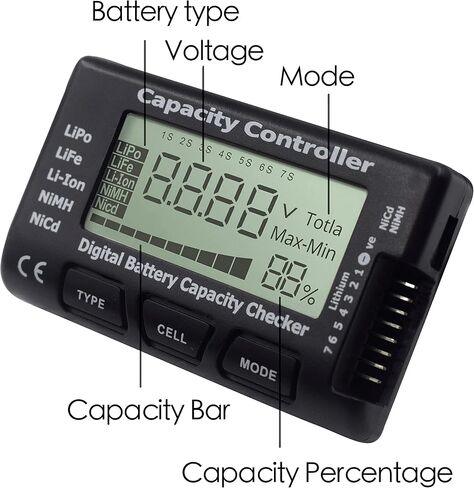 Goldby RC Cellmeter 7 Digital Battery Capacity Checker Controller Tester Voltage Tester Checker for LiPo Life Li-ion NiMH Nicd Battery in Saudi Arabia