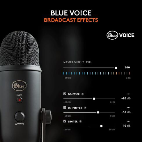 ميكروفون Blue Yeti USB للتسجيل والبث والألعاب والبث على أجهزة الكمبيوتر الشخصية وأجهزة Mac، وميكروفون مكثف للكمبيوتر المحمول أو الكمبيوتر مع تأثيرات VO!CE الزرقاء، وحامل قابل للتعديل، والتوصيل والتشغيل - تعتيم in Kuwait