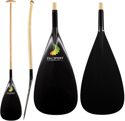 Z&J SPORT Outrigger Canoe Paddle Wooden Shaft, Tahiti Style Hybrid OC Paddle with T-Handle, Durable OC Paddle for Waka AMA, va’a, Bent Shaft & 12 Degree Blade in Saudi Arabia